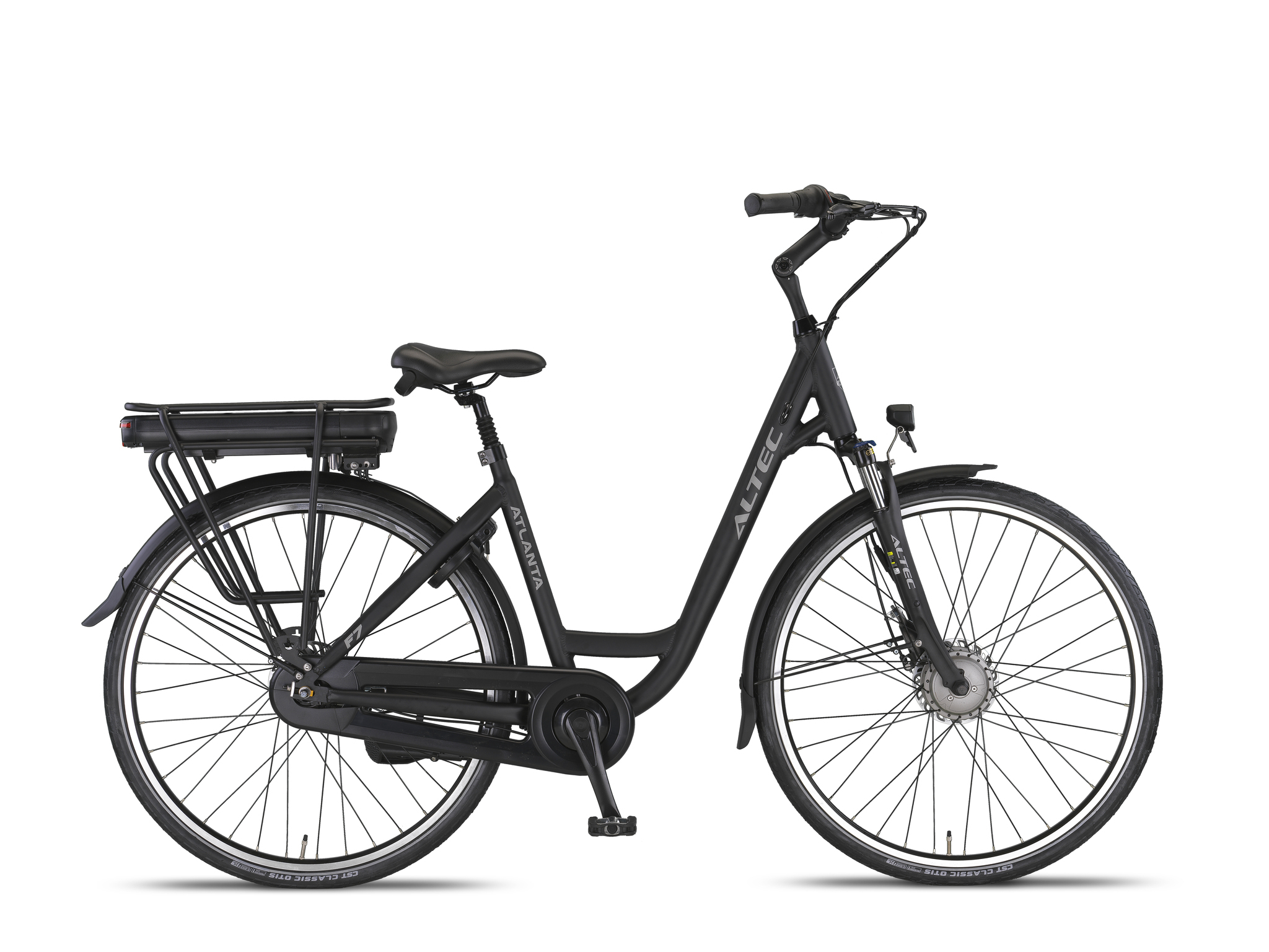 Altec Atlanta E-bike 28 inch 49 cm 518Wh N-7 Voorwielmotor RLR Mat Zwart -M108 - 30Nm - *Accu 800039* Lader 800040*